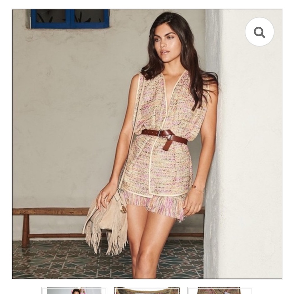Diane Von Furstenberg Pink and Gold Novata Tweed Vest
